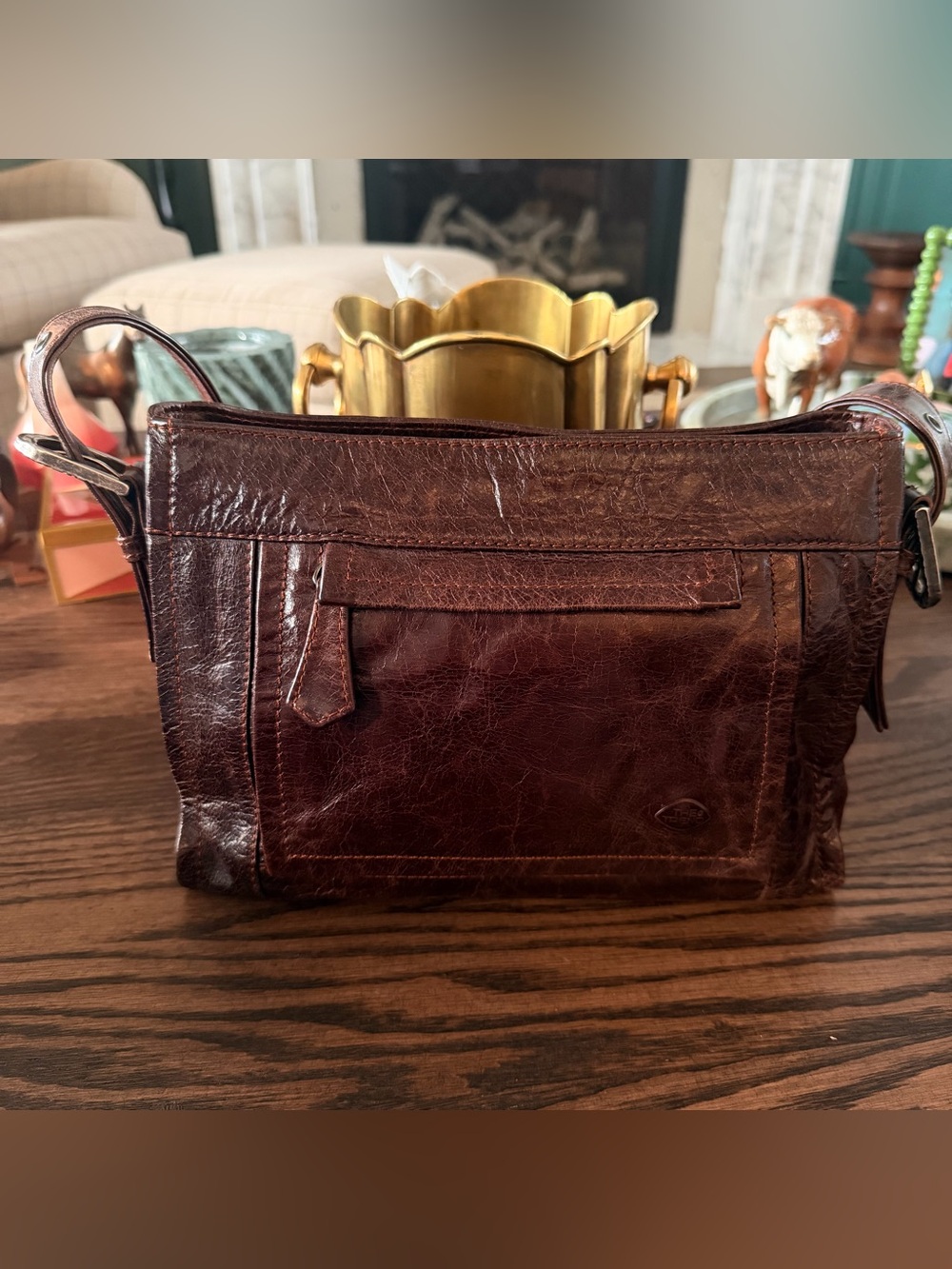Vintage The Trend Italy Brand Classic Brown Leather Shoukder Bag